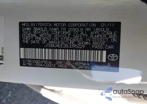 2011 Toyota Corolla S/Le from USA, damaged, VIN JTDBU4EE2BJ095229
